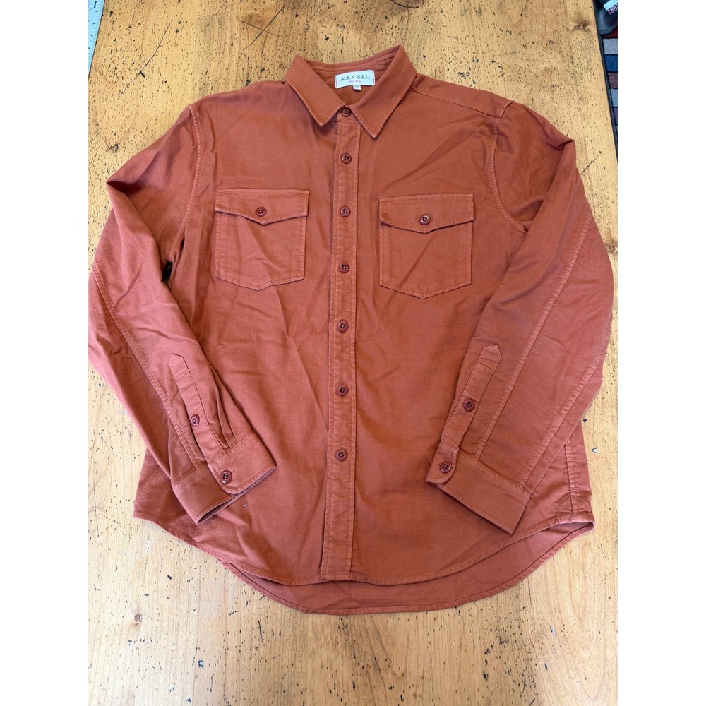 Alex Mill Wash & Go Size L Mens Burnt Orange Cotton Long Sleeve Button Down